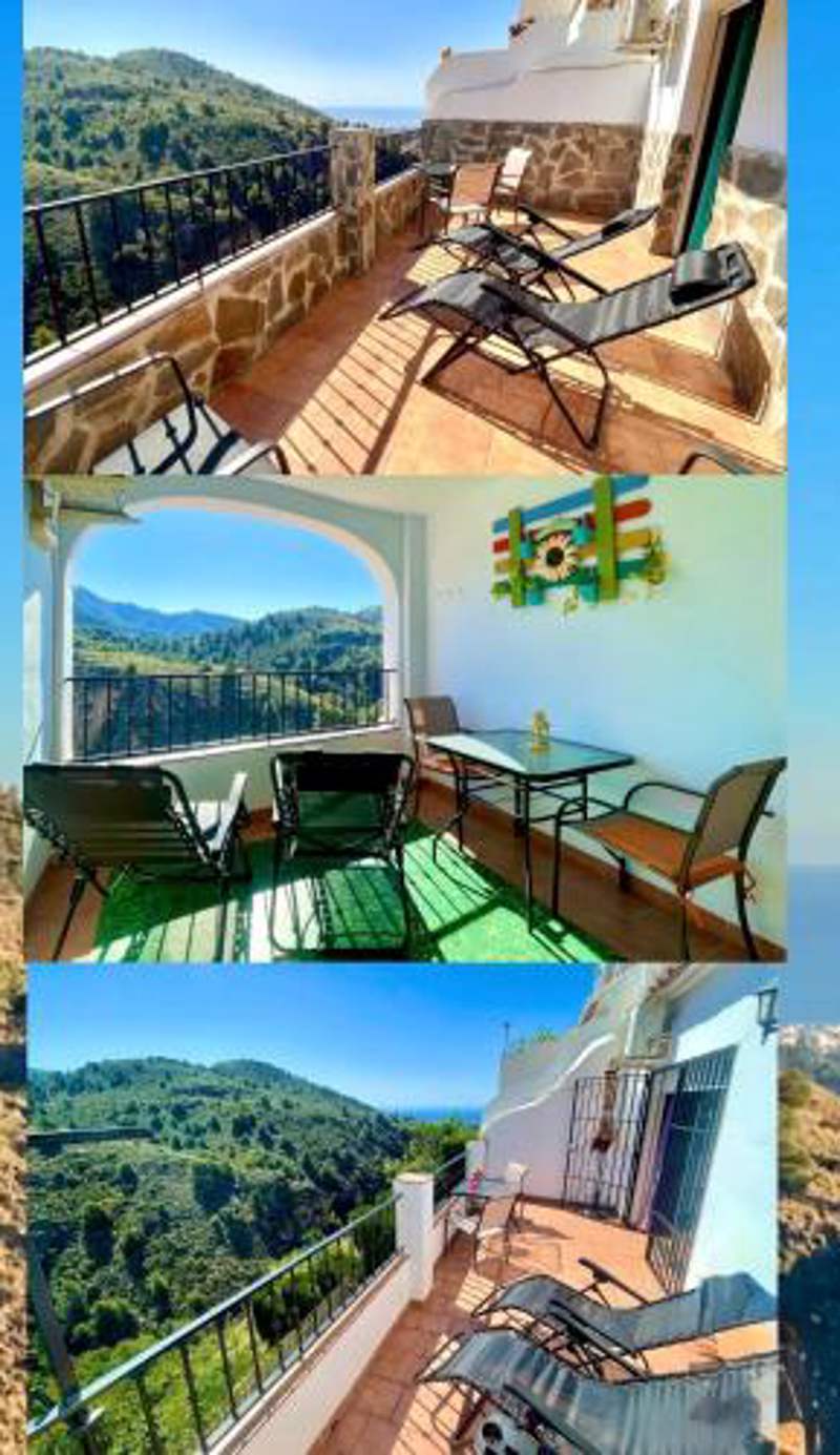 Apartamentos Axarquia , Frigiliana, terraza privada con vistas a la montaña rio y al mar